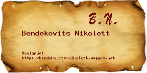 Bendekovits Nikolett névjegykártya